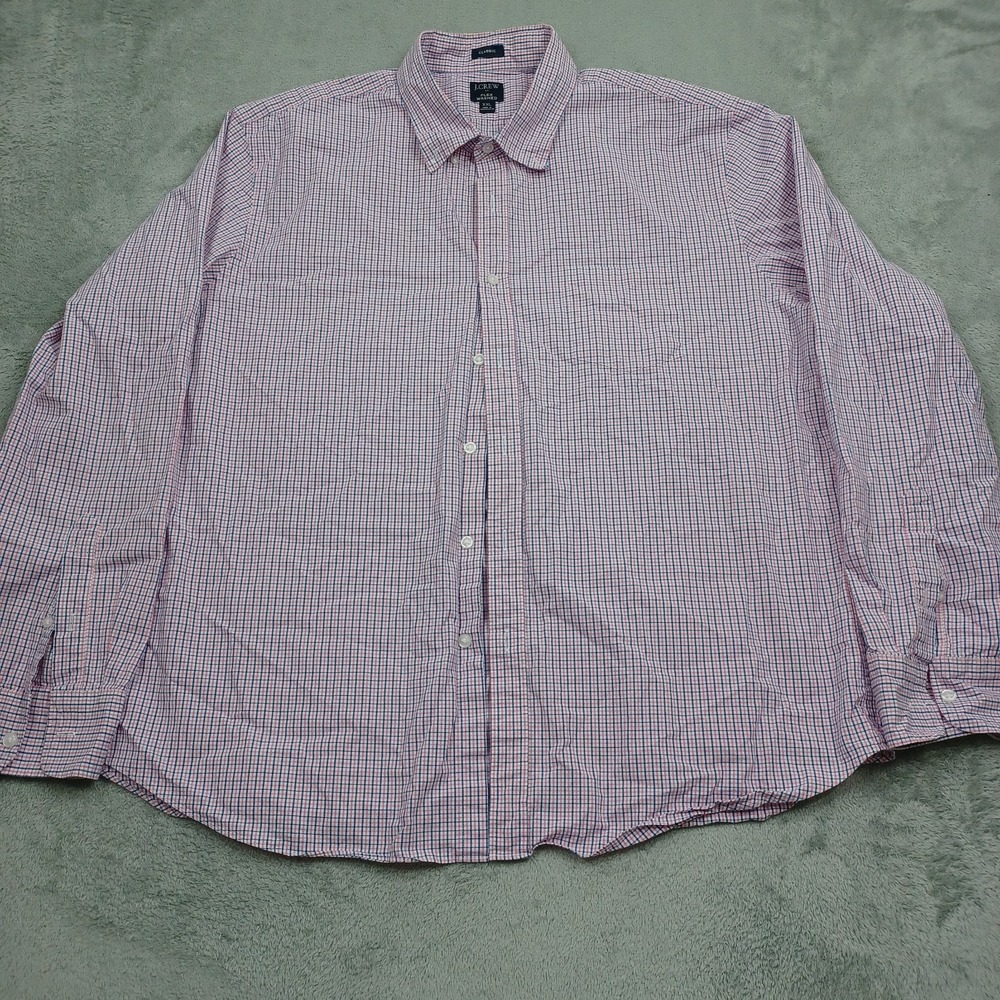 J Crew Shirt Mens XXL Red Plaid Classic Fit Preppy Long Sleeve Flex Washed
